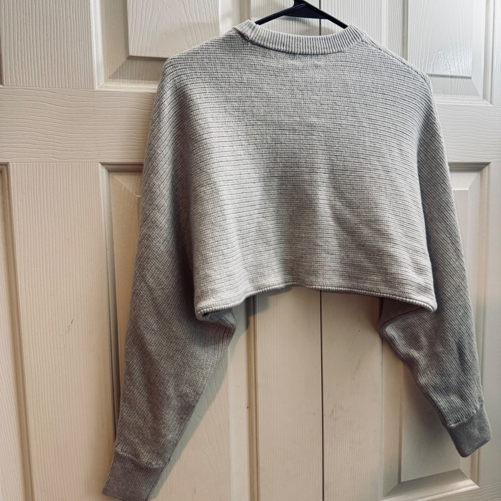 Wilfred Free Aritzia Gaze Sweater XXS Grey Ribbed Knit Cropped Dolman Sleeve - Picture 6 of 10